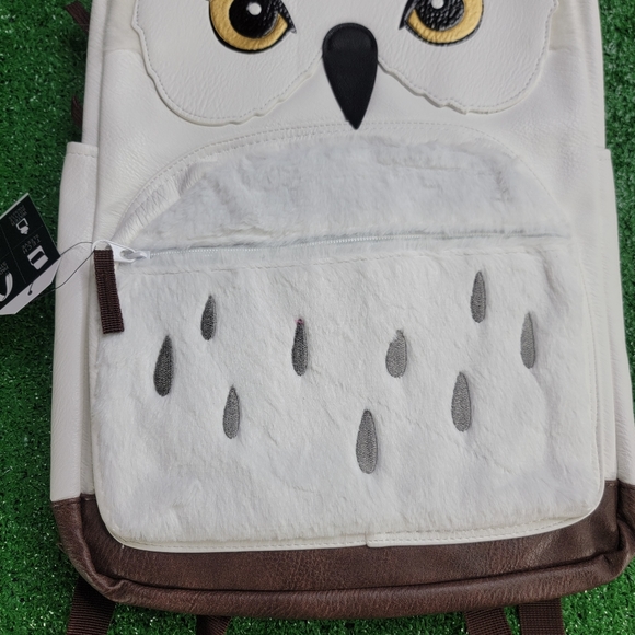 Harry Potter Hedwig Owl Faux Leather School Backpack Bag White Brown Padded New - Picture 3 of 12